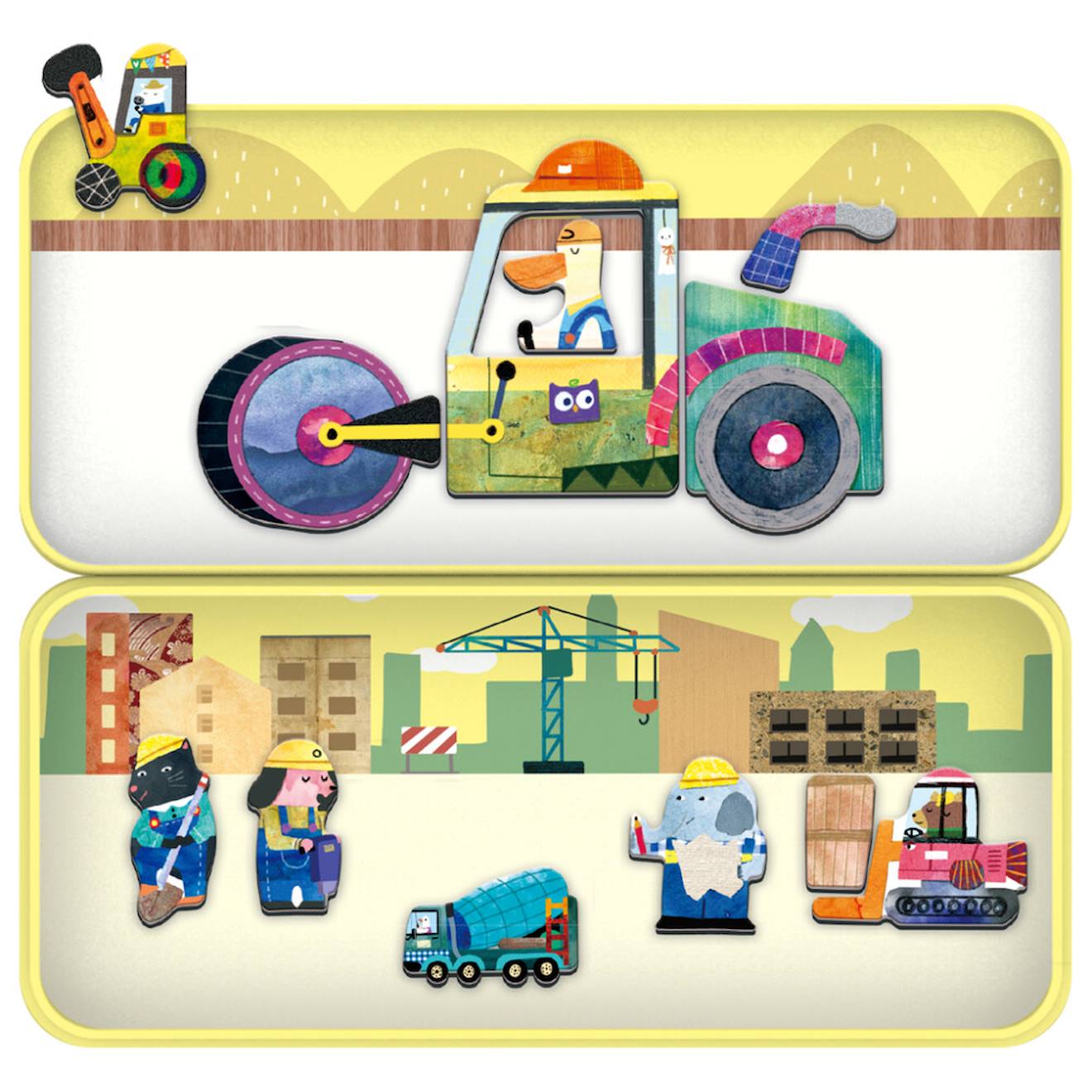 Boïte de puzzle magnétique - camions multicolor