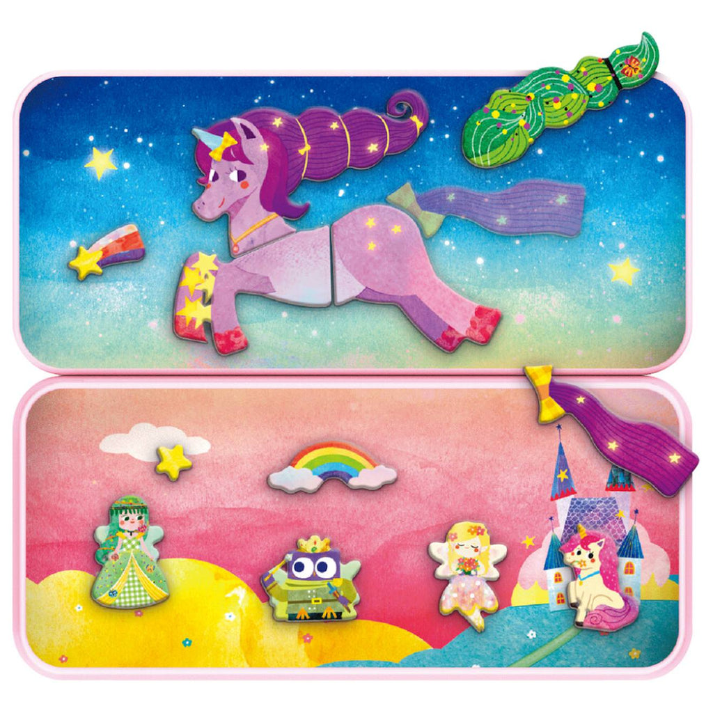 Boïte de puzzle magnétique - licornes multicolor