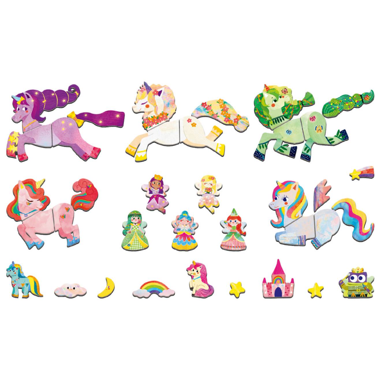 Boïte de puzzle magnétique - licornes multicolor