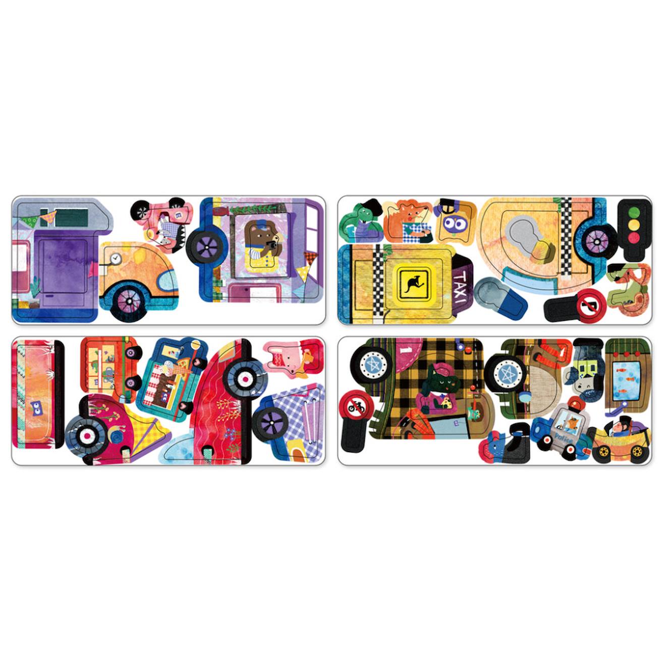 Boïte de puzzle magnétique - véhicules multicolor