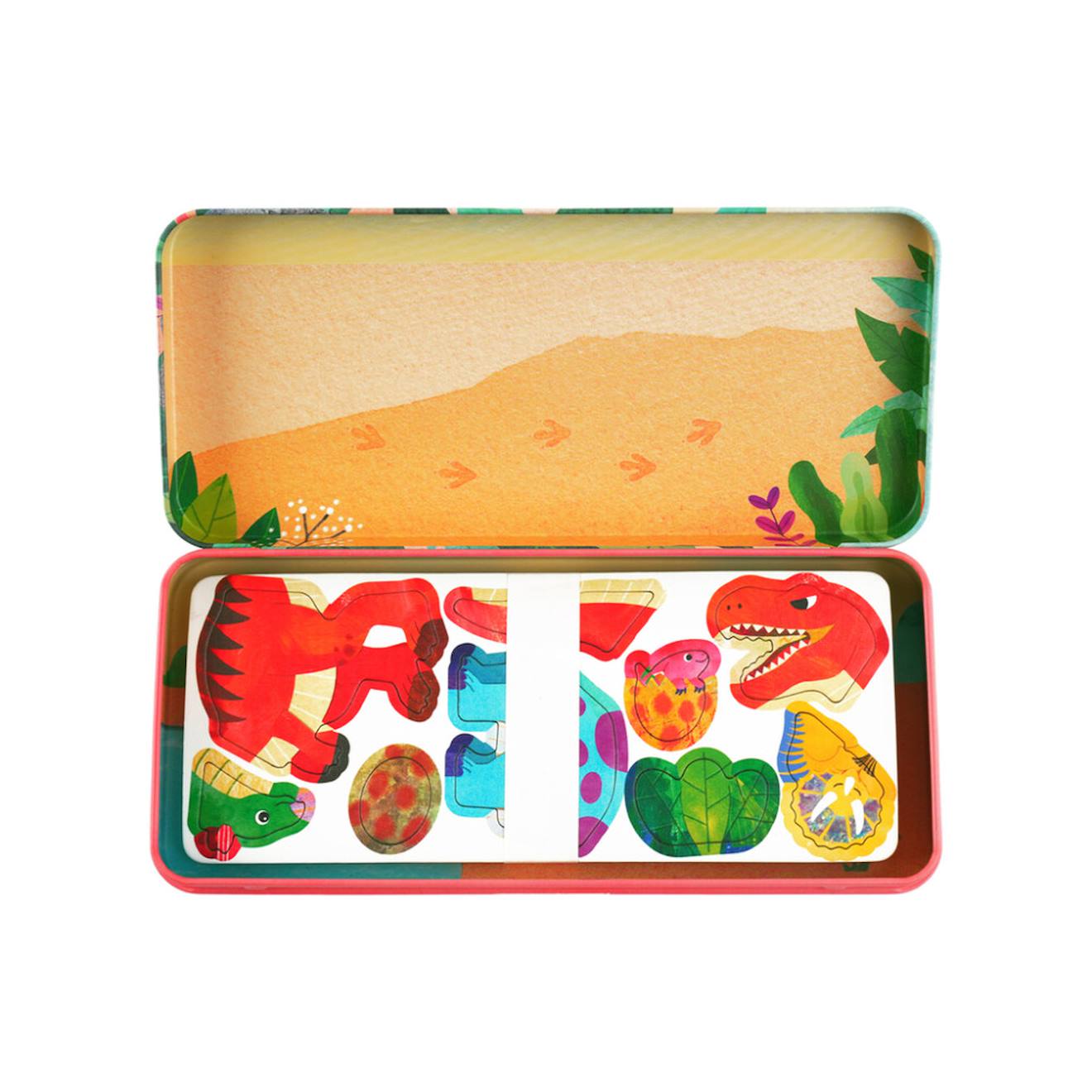 Boïte de puzzle magnétique voyage - le pays des dinosaures multicolor