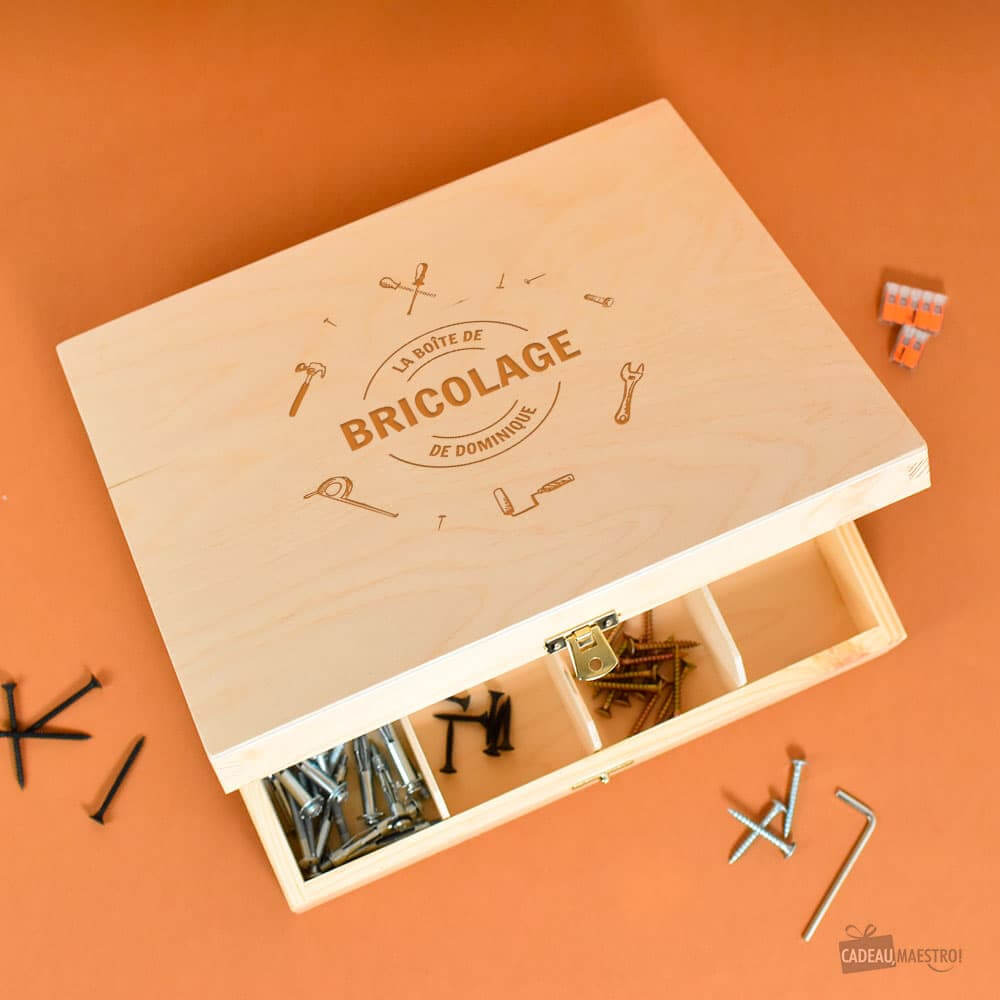 Boîte du Bricoleur en Bois avec Compartiments à Personnaliser - Bricolage