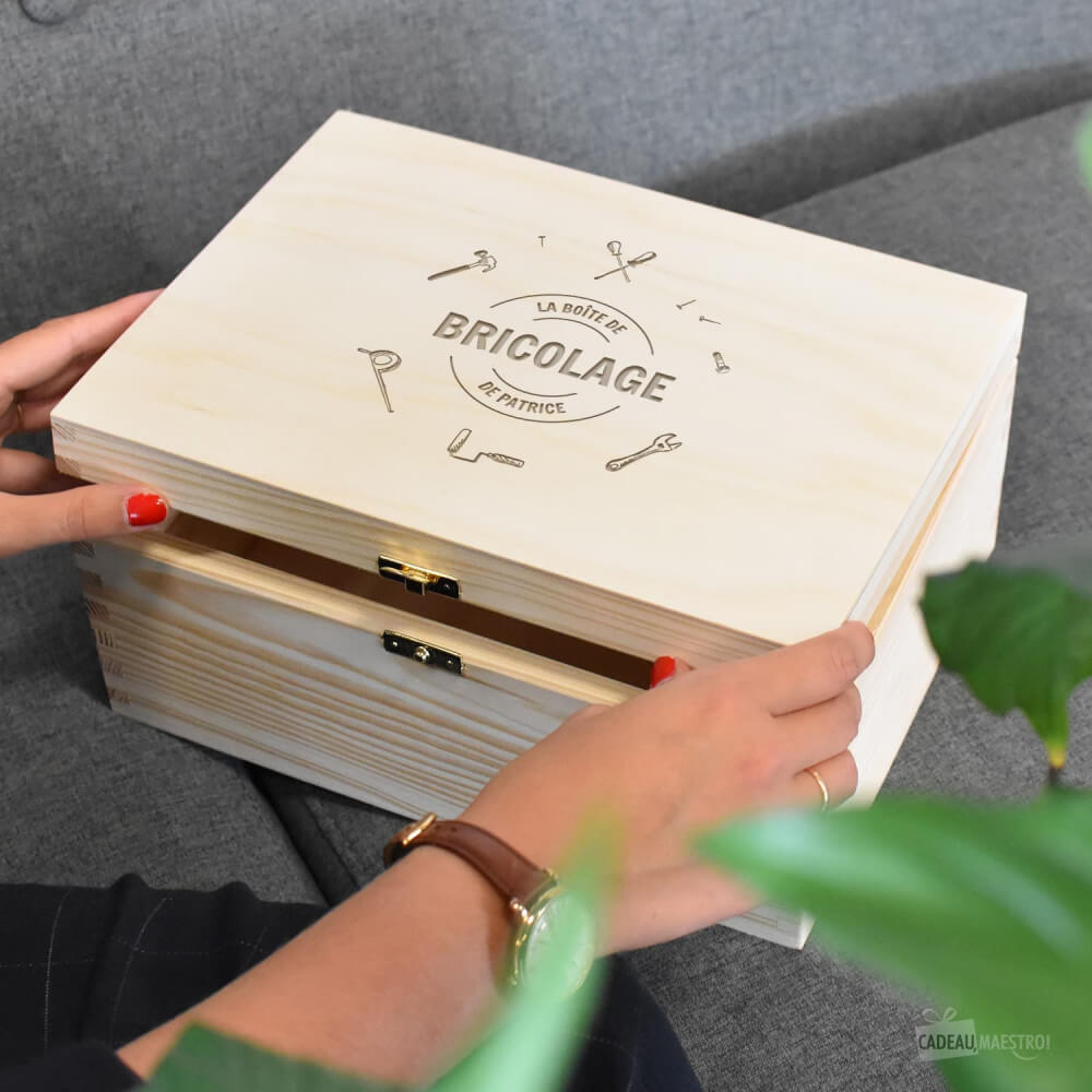 Boîte du Bricoleur en Bois à Personnaliser - Boîte en Bois Personnalisée