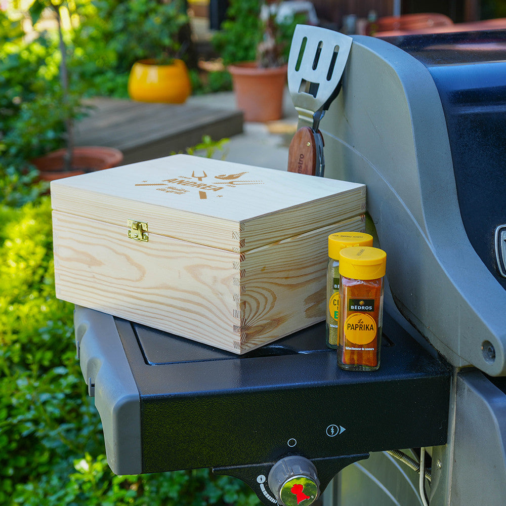 Boîte en Bois Barbecue à Personnaliser - Boîte en Bois Personnalisée