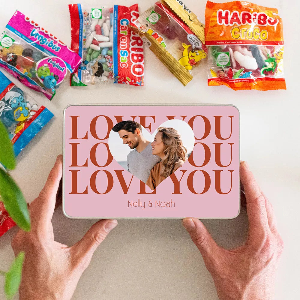 Boîte à gourmandises couple à personnaliser