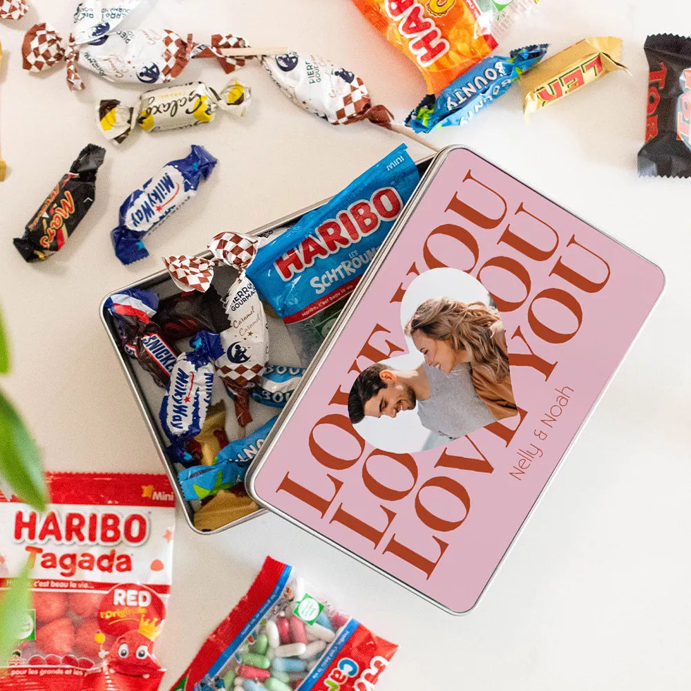 Boîte à gourmandises couple à personnaliser