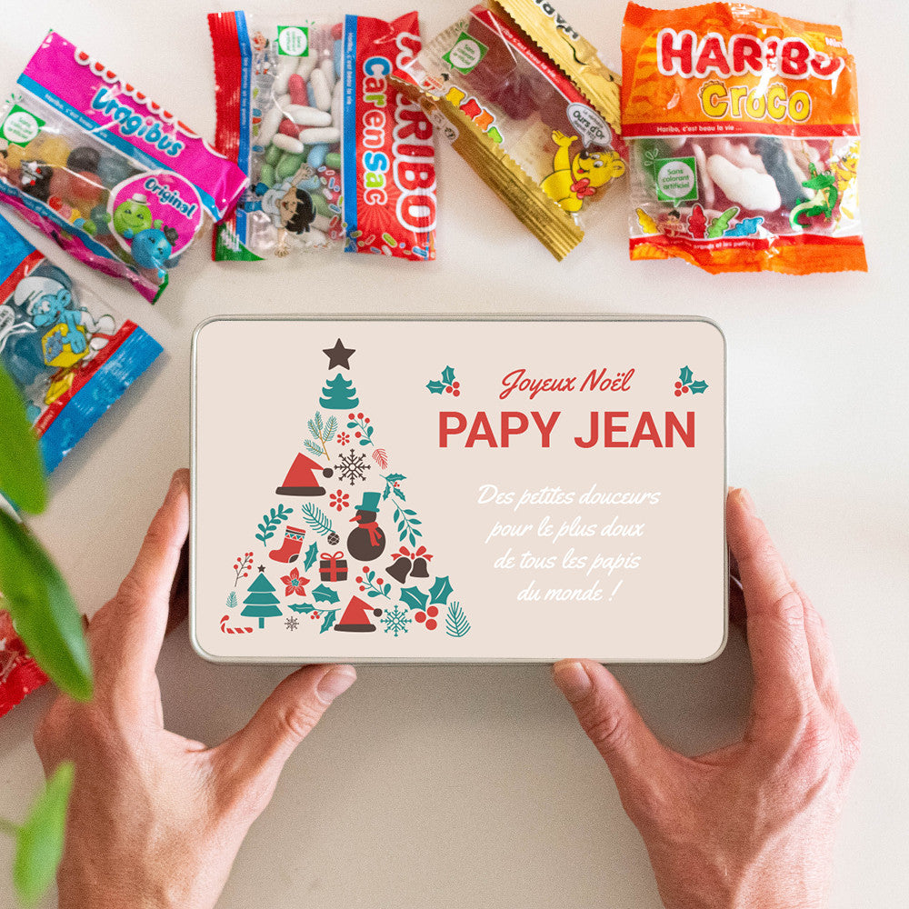 Boîte de Gourmandises Noël à personnaliser Pierrot Gourmand - Boîte à gâteaux et bonbons personnalisée