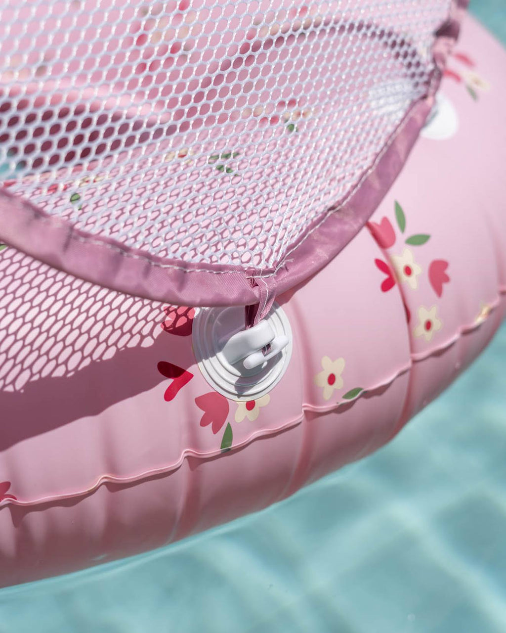 Bouée bebe avec siège et protection contre le soleil - piscine rose