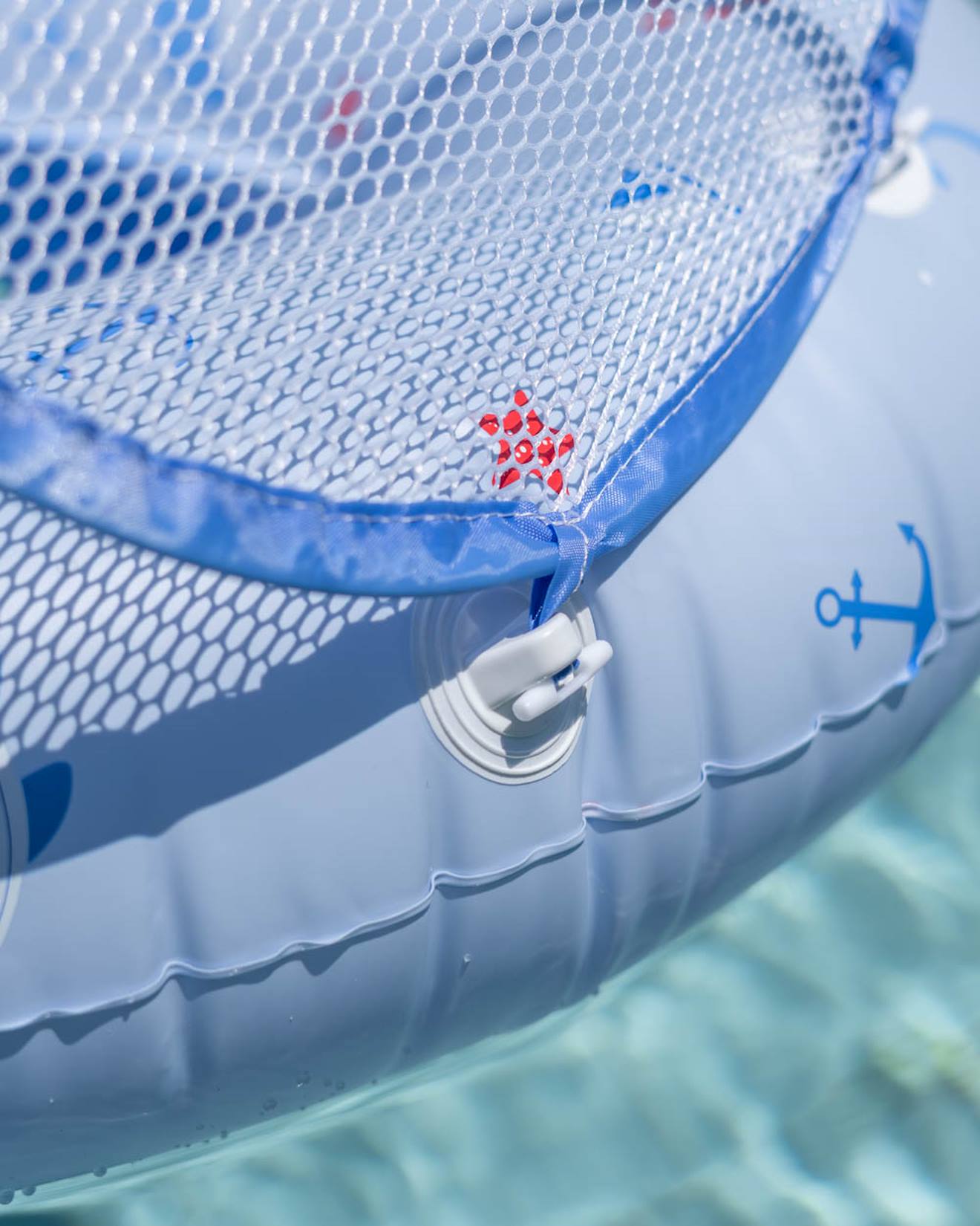 Bouée bebe avec siège et protection contre le soleil - piscine bleu