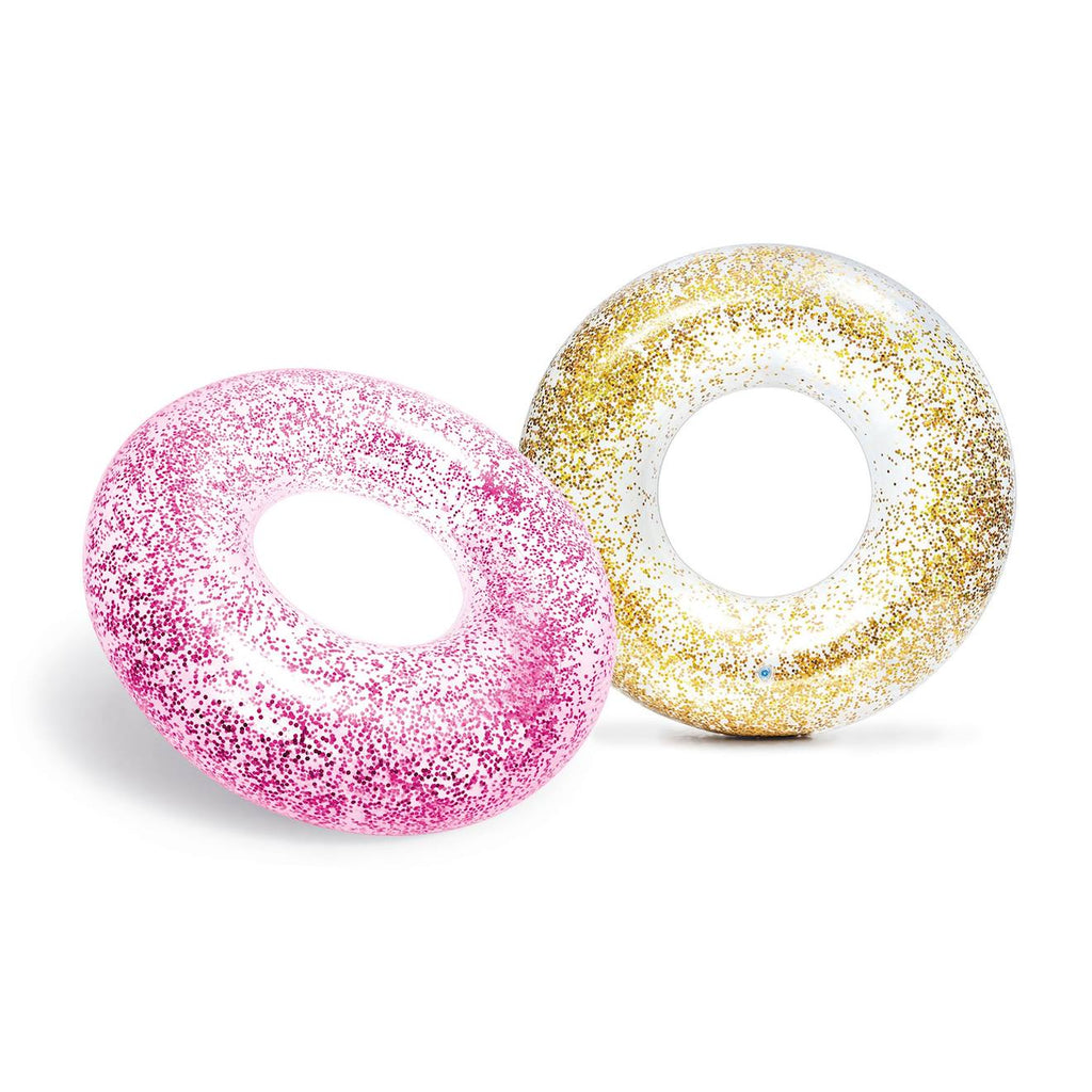 Bouée gonflable glitter 119 cm diam 1 pc rose et doré