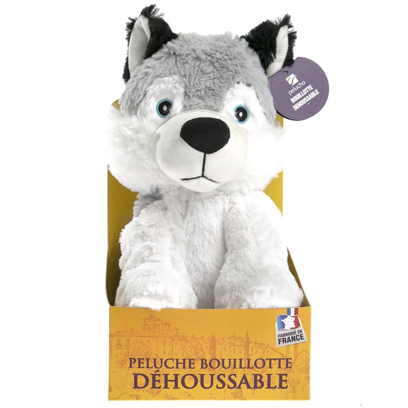 Bouillotte déhoussable husky blanc