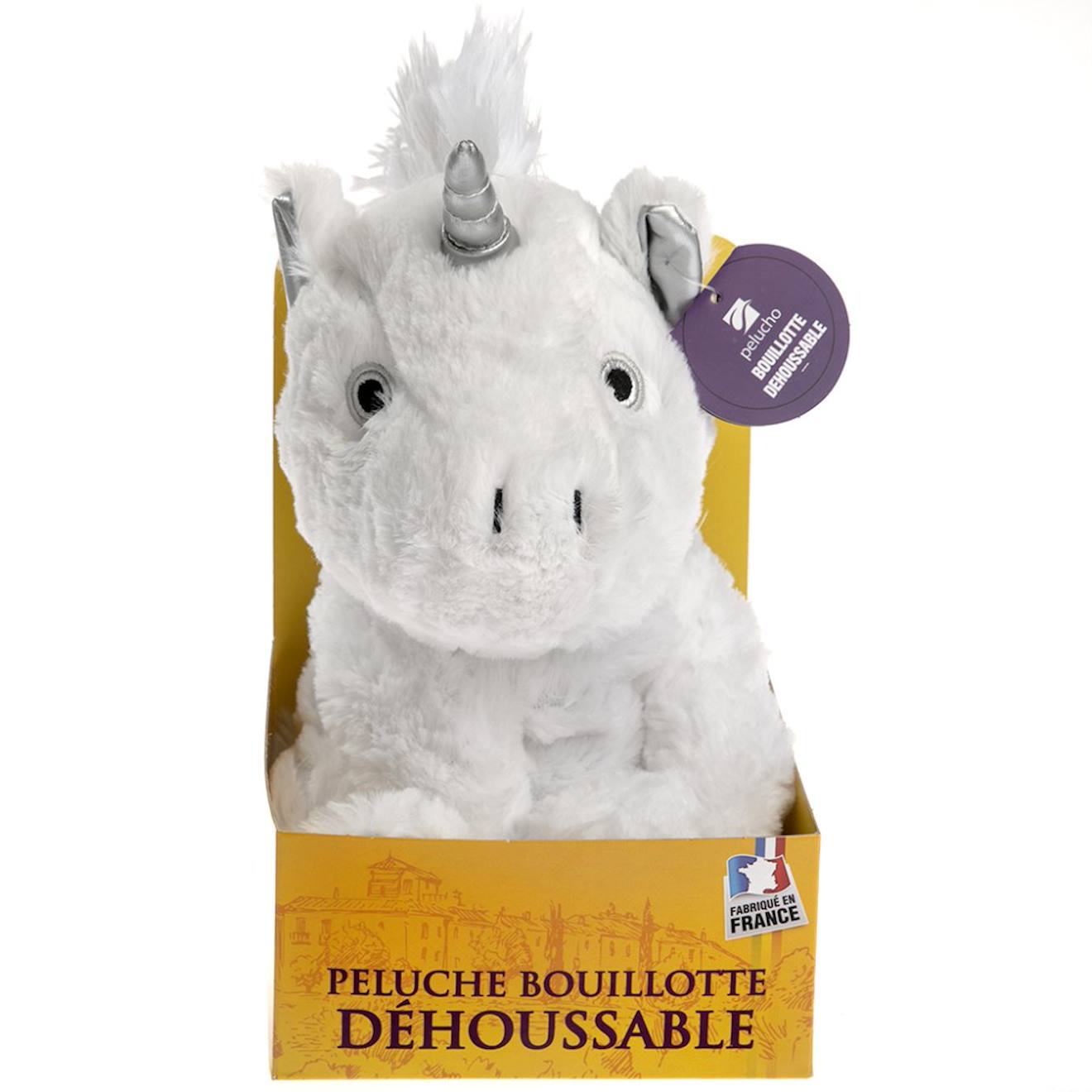 Bouillotte déhoussable licorne blanc