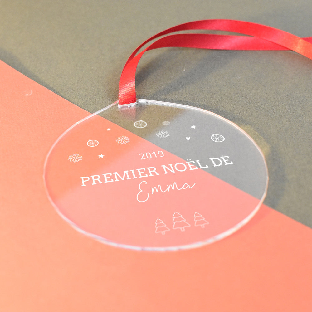 Boule de Noël Premier Noël à Personnaliser - Boule de Noël Personnalisée CadoMaestro