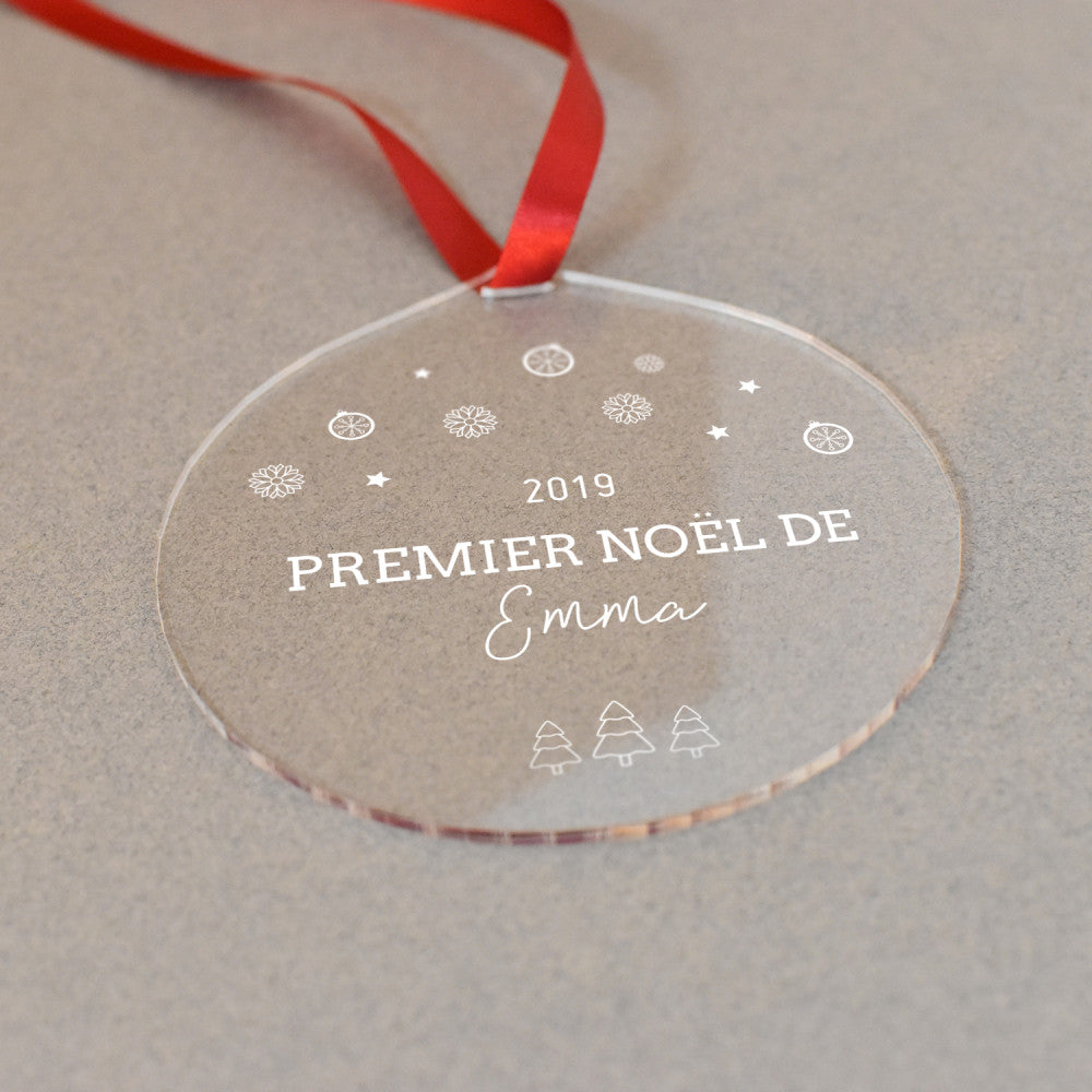 Boule de Noël Premier Noël à Personnaliser - Boule de Noël Personnalisée CadoMaestro