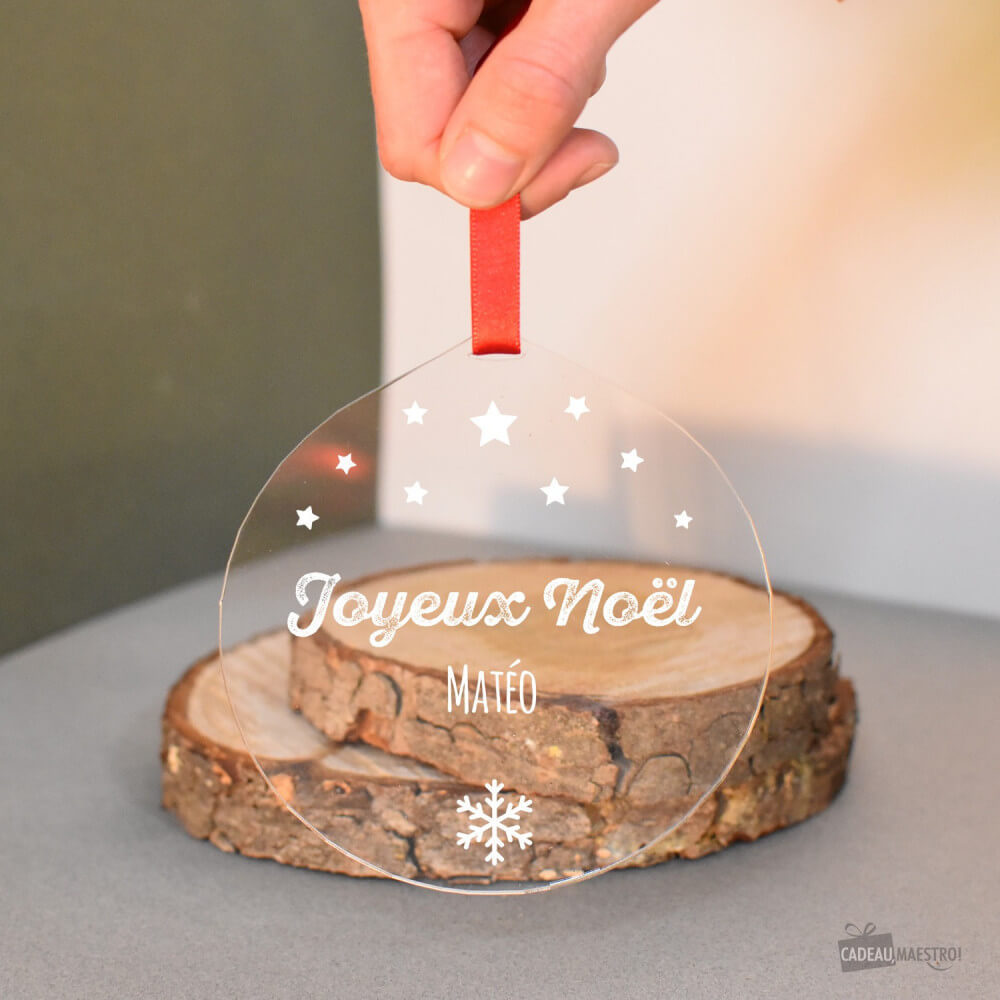 Boule de Noël Joyeux Noël à Personnaliser - Boule de Noël Personnalisée CadoMaestro