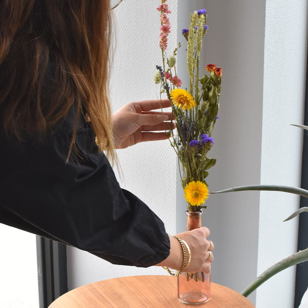 Bouquet de Fleurs Séchées et Son Vase - Objet Déco Original