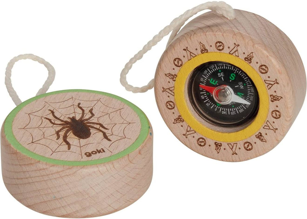 Boussole en bois araignée beige