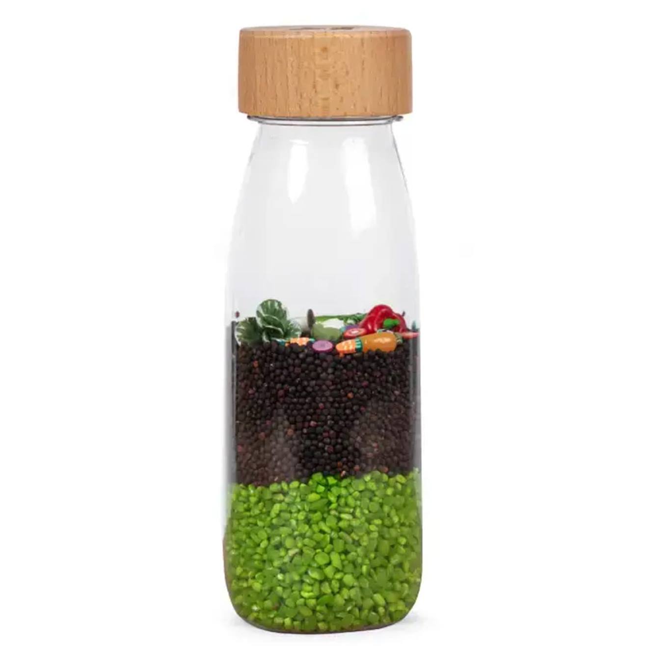 Bouteille sensorielle apprentissage learn vert, légumes