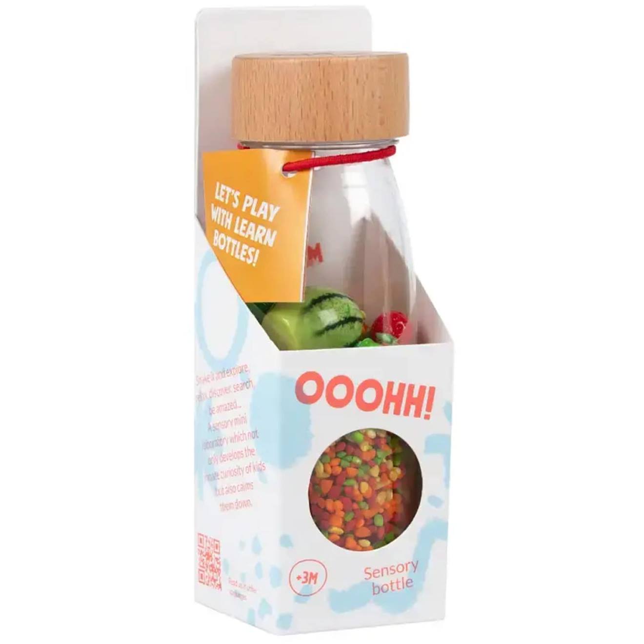 Bouteille sensorielle apprentissage learn multicolore, fruits