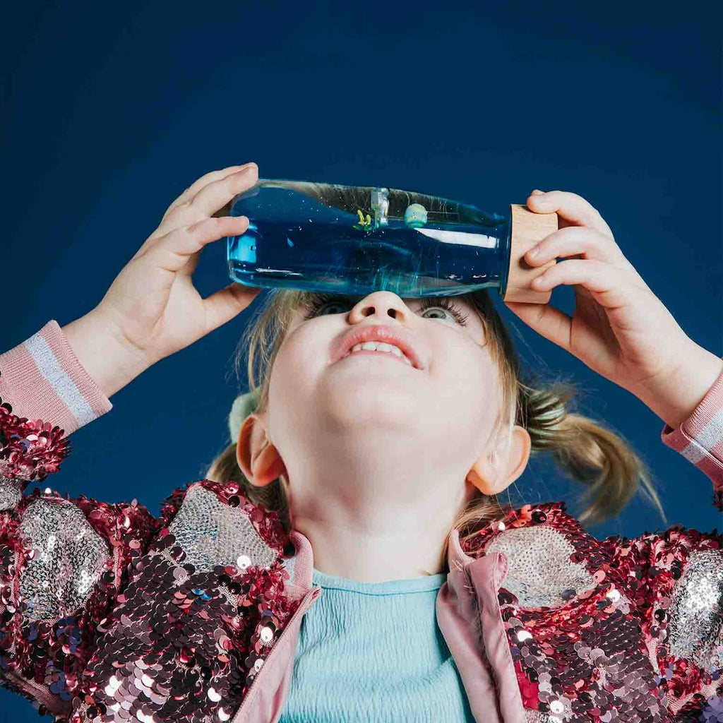Bouteille sensorielle mouvement move bleu, univers