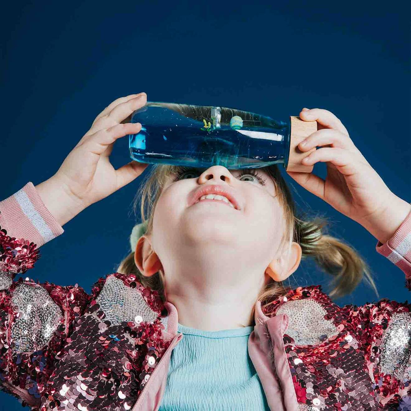 Bouteille sensorielle mouvement move bleu, univers
