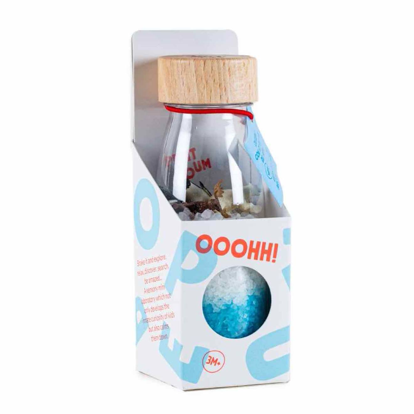 Bouteille sensorielle observation spy blanc, bleu, arctique