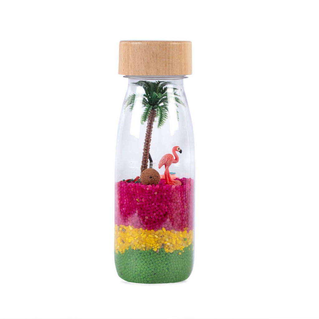 Bouteille sensorielle observation spy rose fuchsia, flamant
