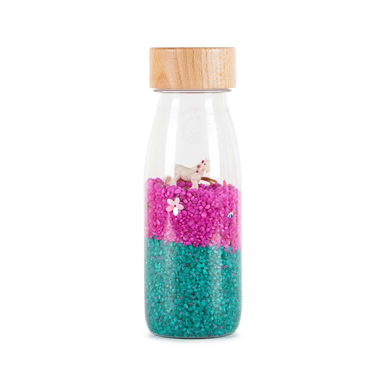 Bouteille sensorielle sound multicolore, licorne