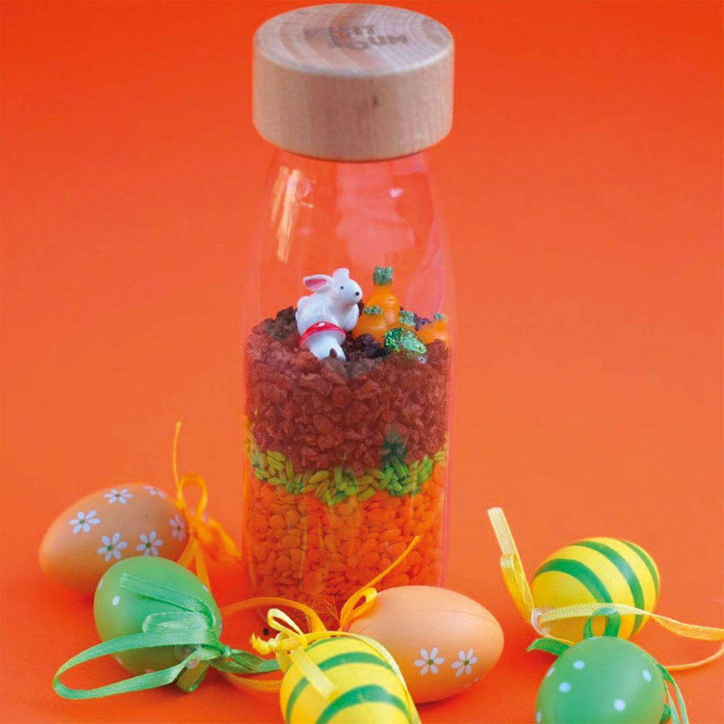 Bouteille sensorielle sound orange, lapin