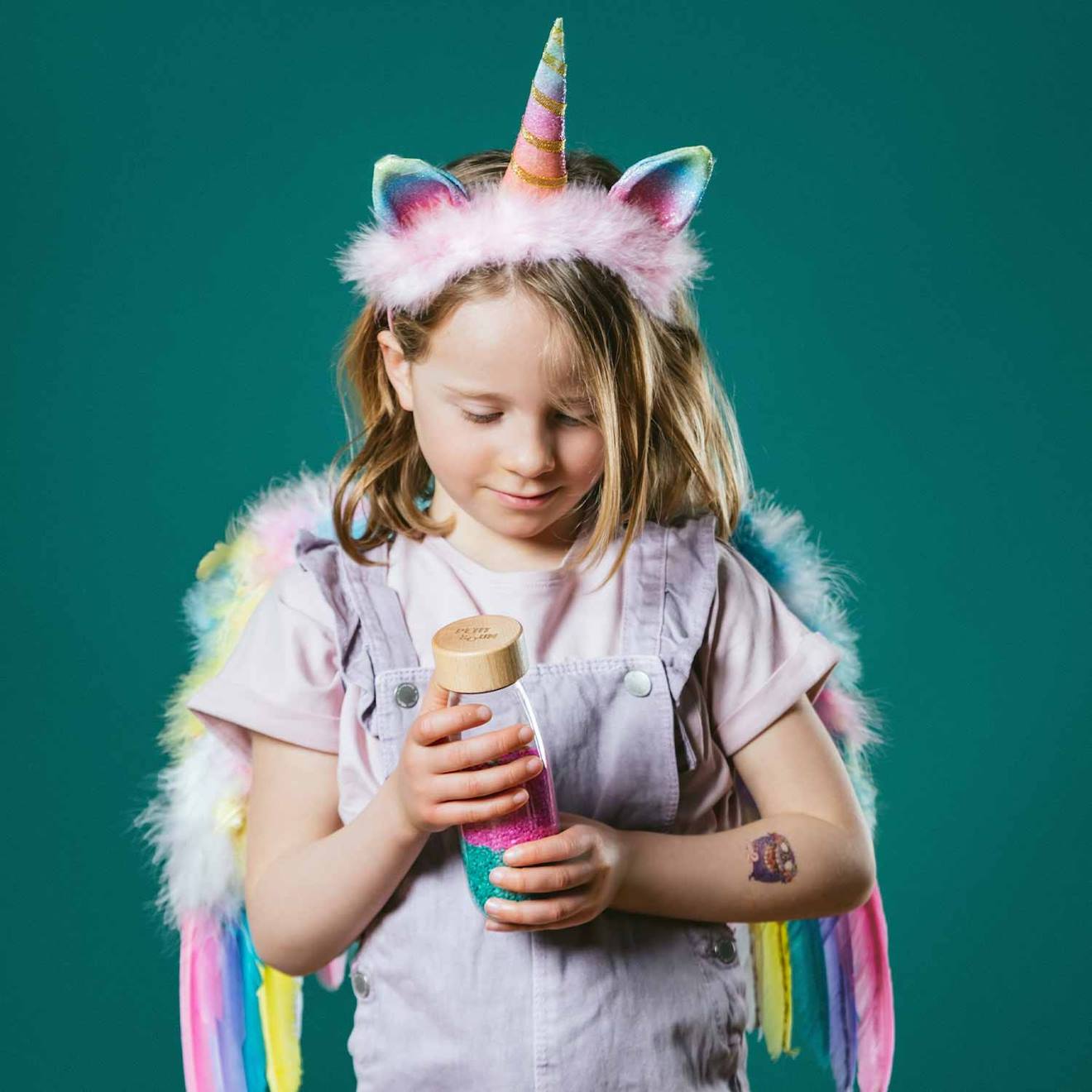 Bouteille sensorielle sound multicolore, licorne