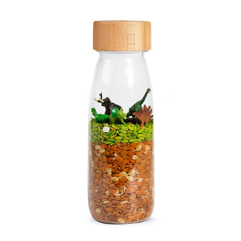 Bouteille sensorielle spy jurassic marron, dinosaures
