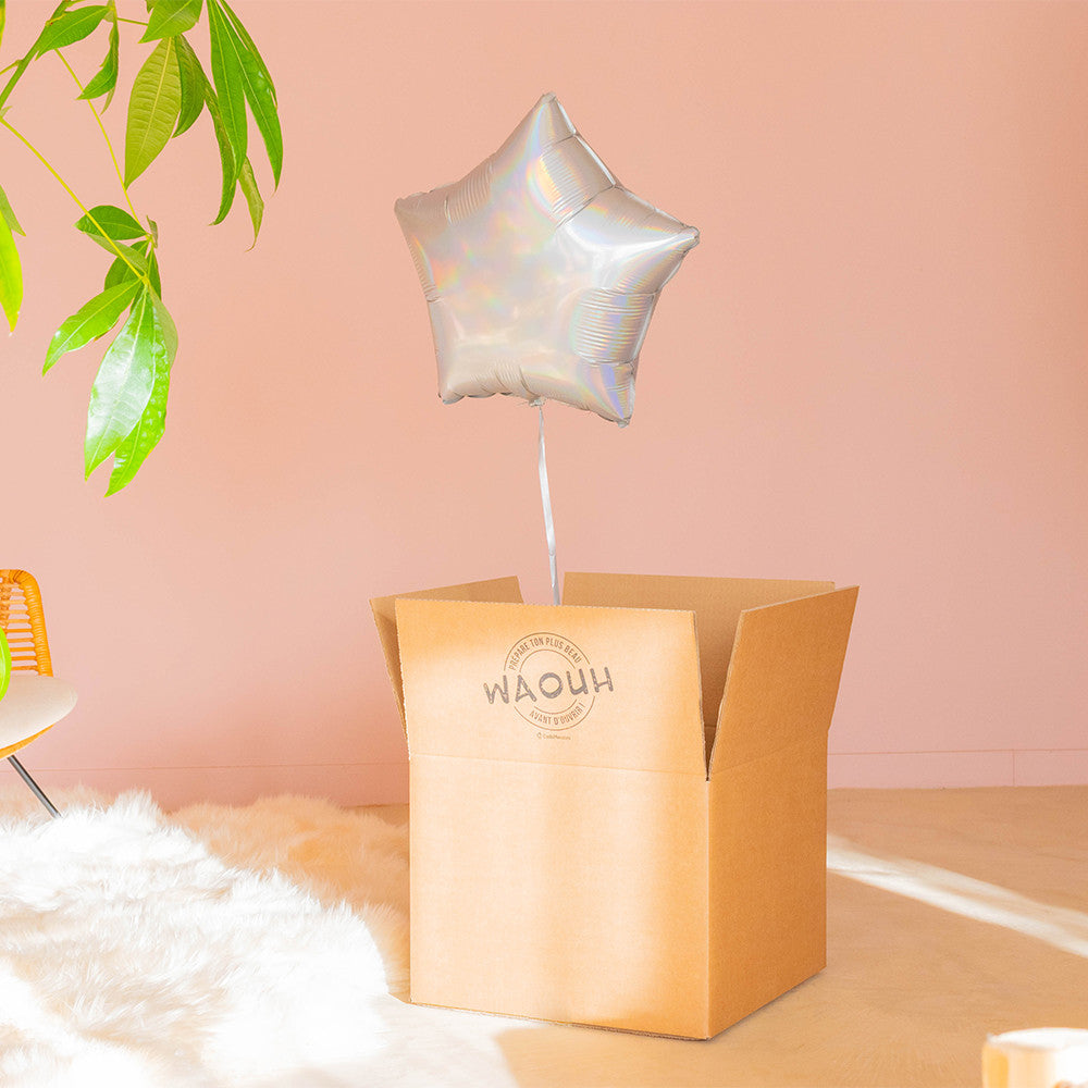Box Ballon Surprise Etoile Étoile Champagne Doré - Box Cadeau Ballon Hélium