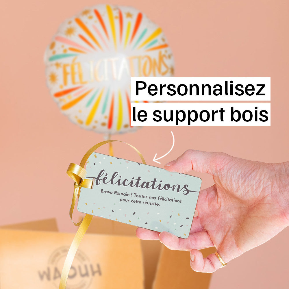 Box Ballon Surprise Félicitations à Personnaliser Cœur Pastel Bleu - Box Cadeau Ballon Hélium