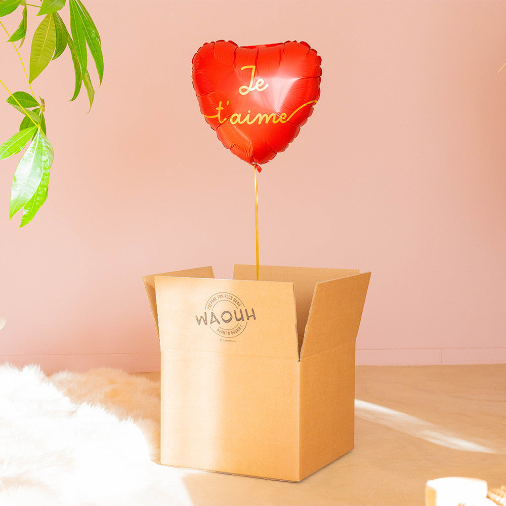 Box Ballon Surprise Je t'Aime Cœur Je T'Aime - Box Cadeau Ballon Hélium