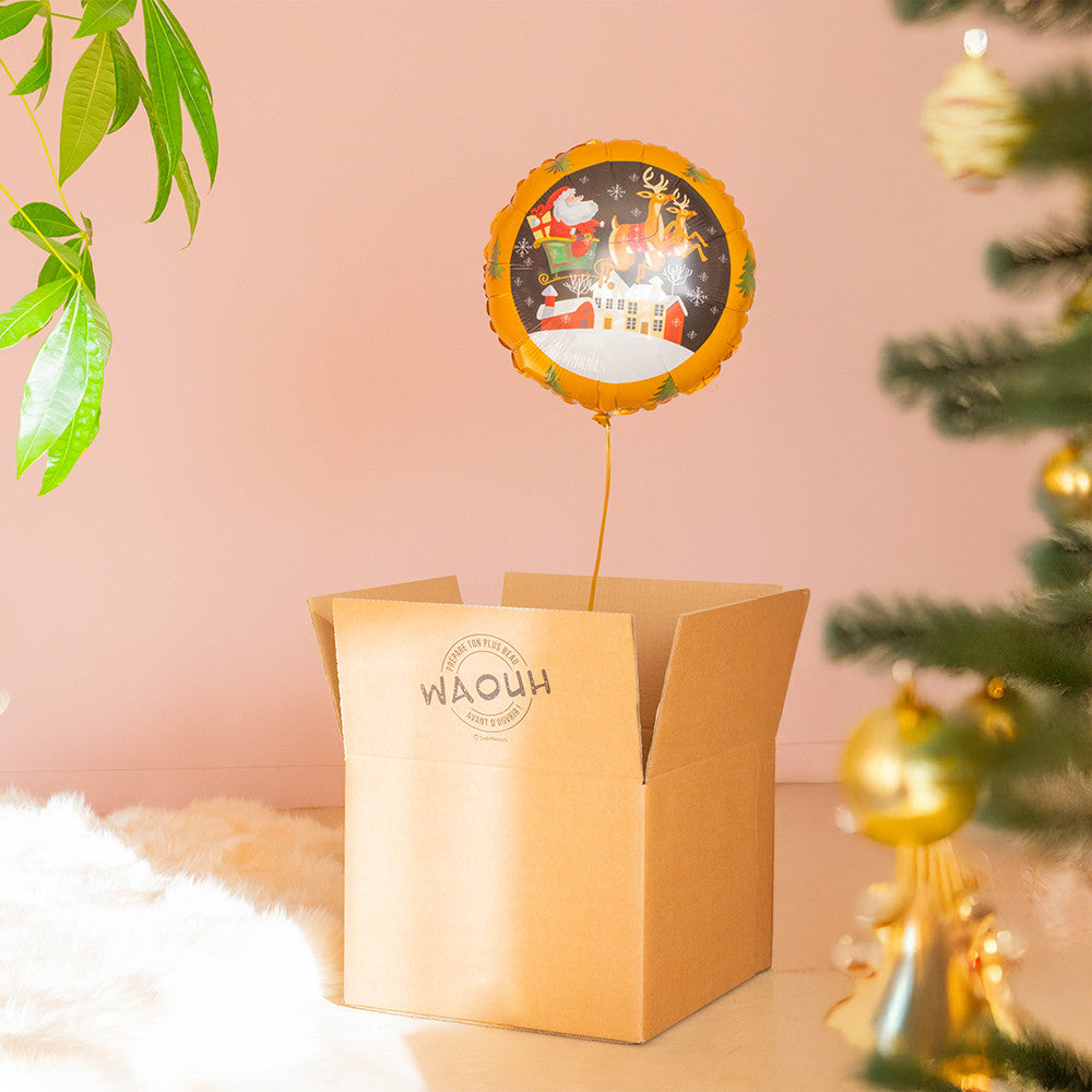 Box Ballon Surprise Joyeux Noël Joyeux Noël Traîneau - Box Cadeau Ballon Hélium