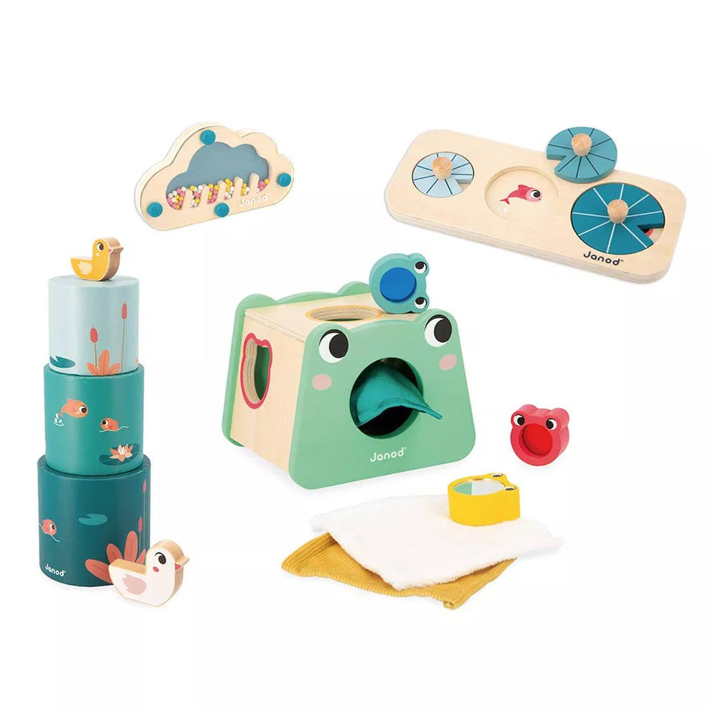 Box Janod 12 mois, 4 jouestséveil multicolore