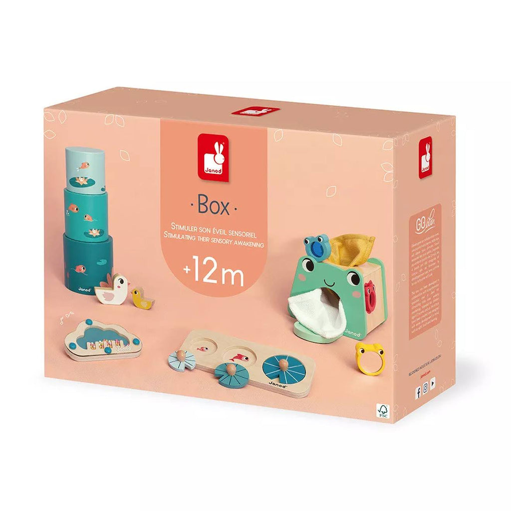 Box Janod 12 mois, 4 jouestséveil multicolore