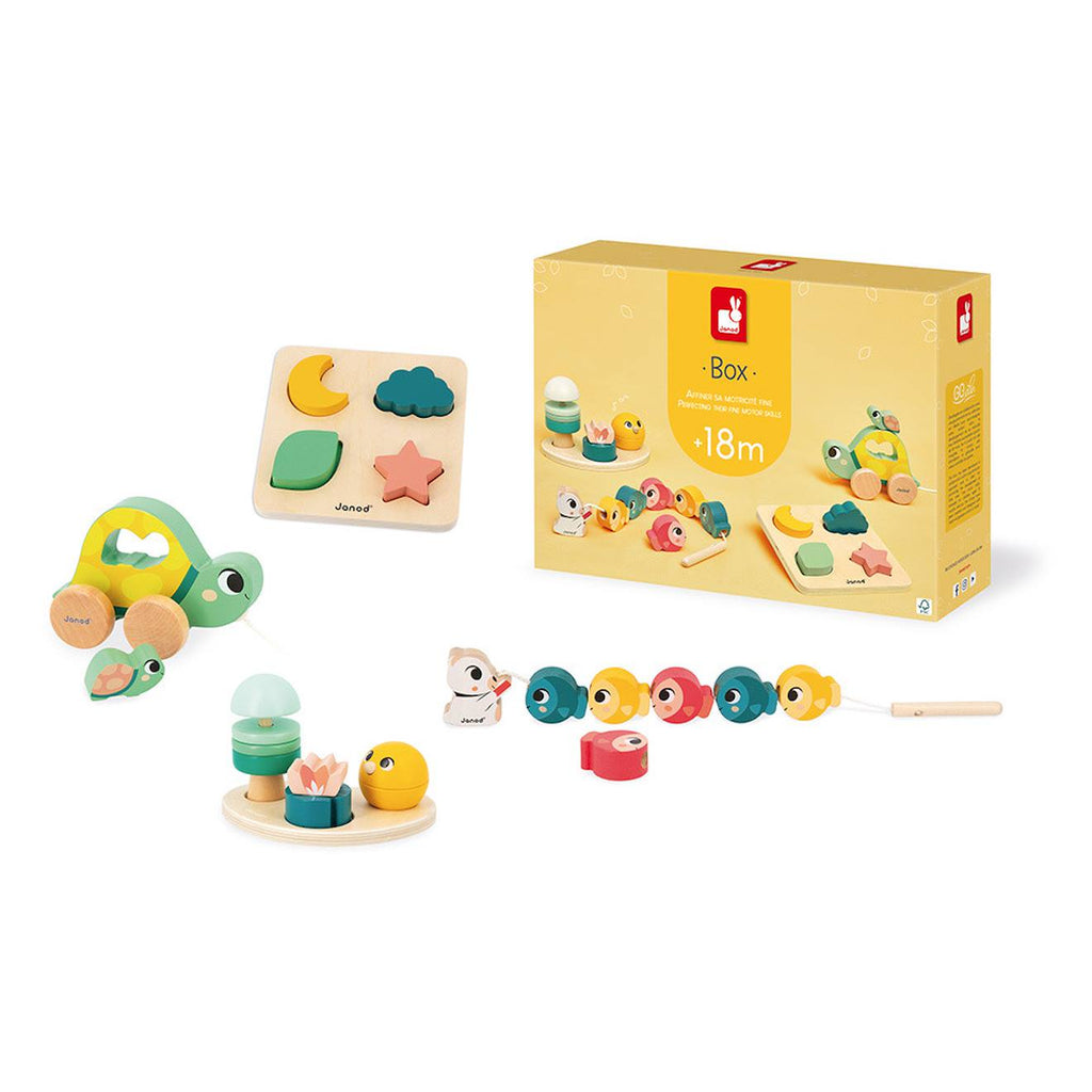 Box Janod 18 mois, 4 jouets d'éveil multicolore