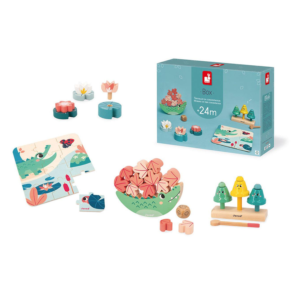 Box Janod 24 mois, 4 jouets d'éveil multicolore
