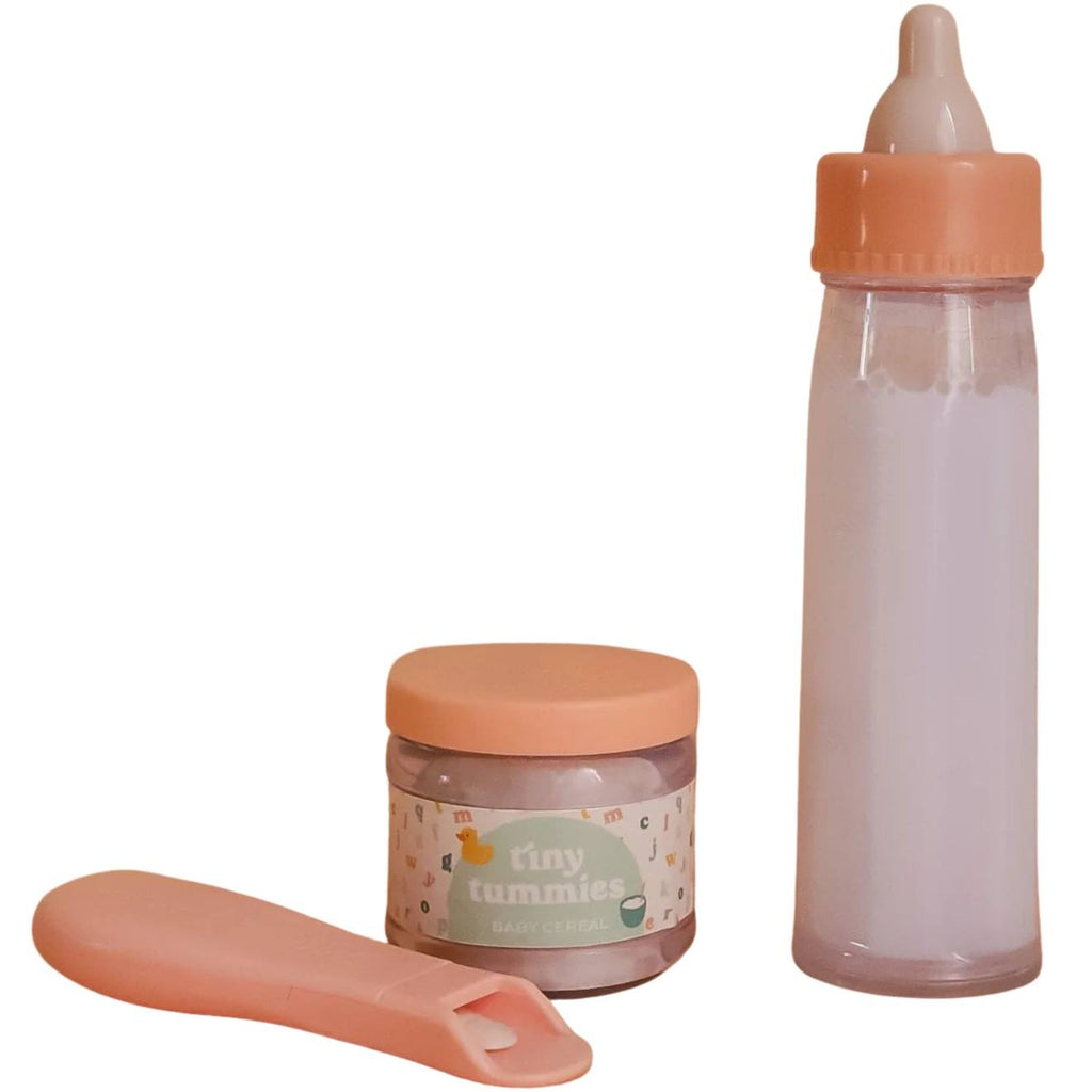 Box mon premier petit pot lait et petit pot céréales pour poupée blanc, rose