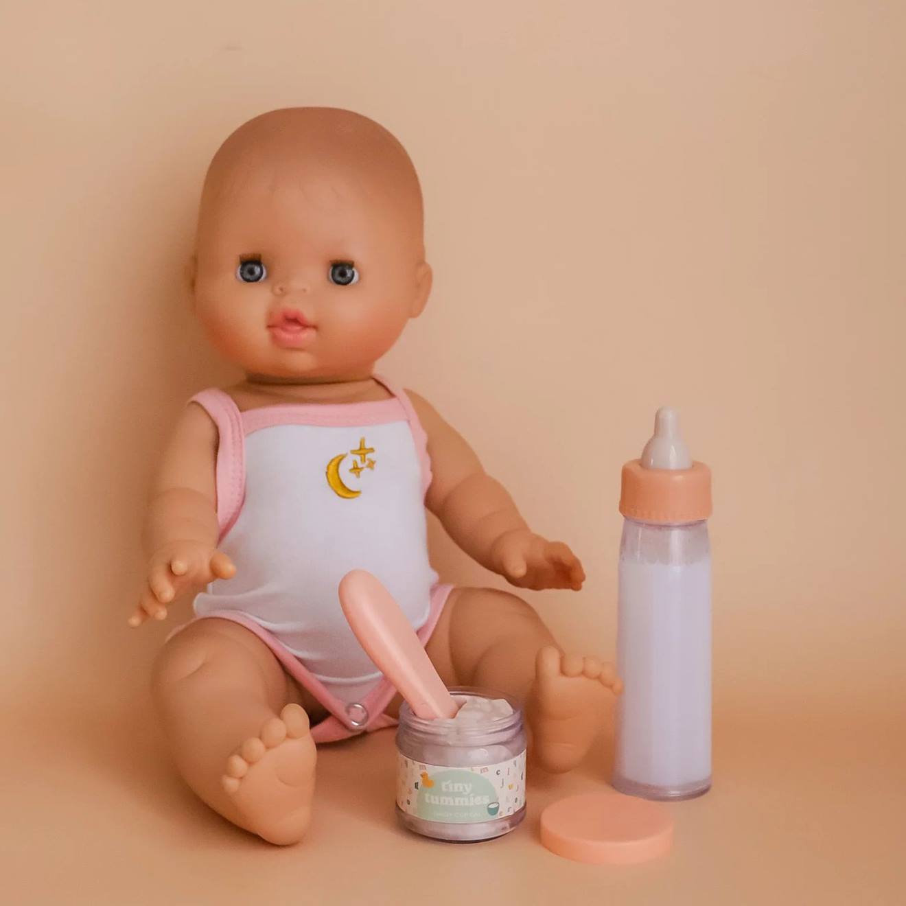 Box mon premier petit pot lait et petit pot céréales pour poupée blanc, rose