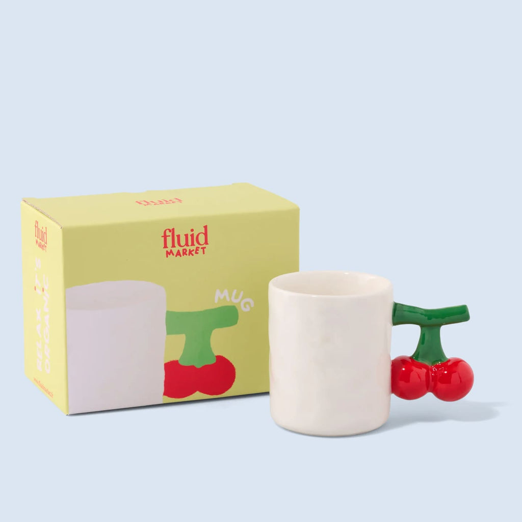 Mug cerise dans sa boîte cadeau colorée Fluid Market