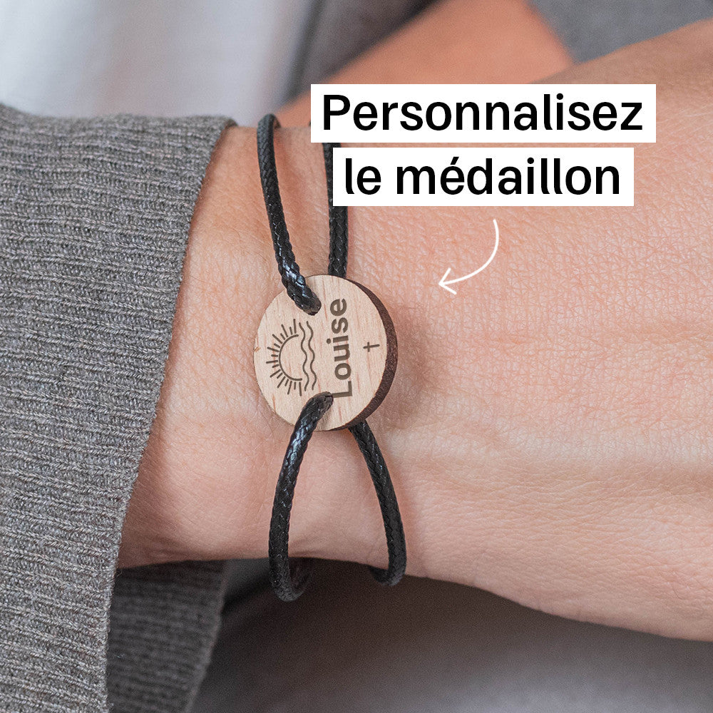 Bracelet Baptême à Personnaliser Hêtre Taille Enfant (tour poignet 12 à 18cm) - Bracelets Personnalisés
