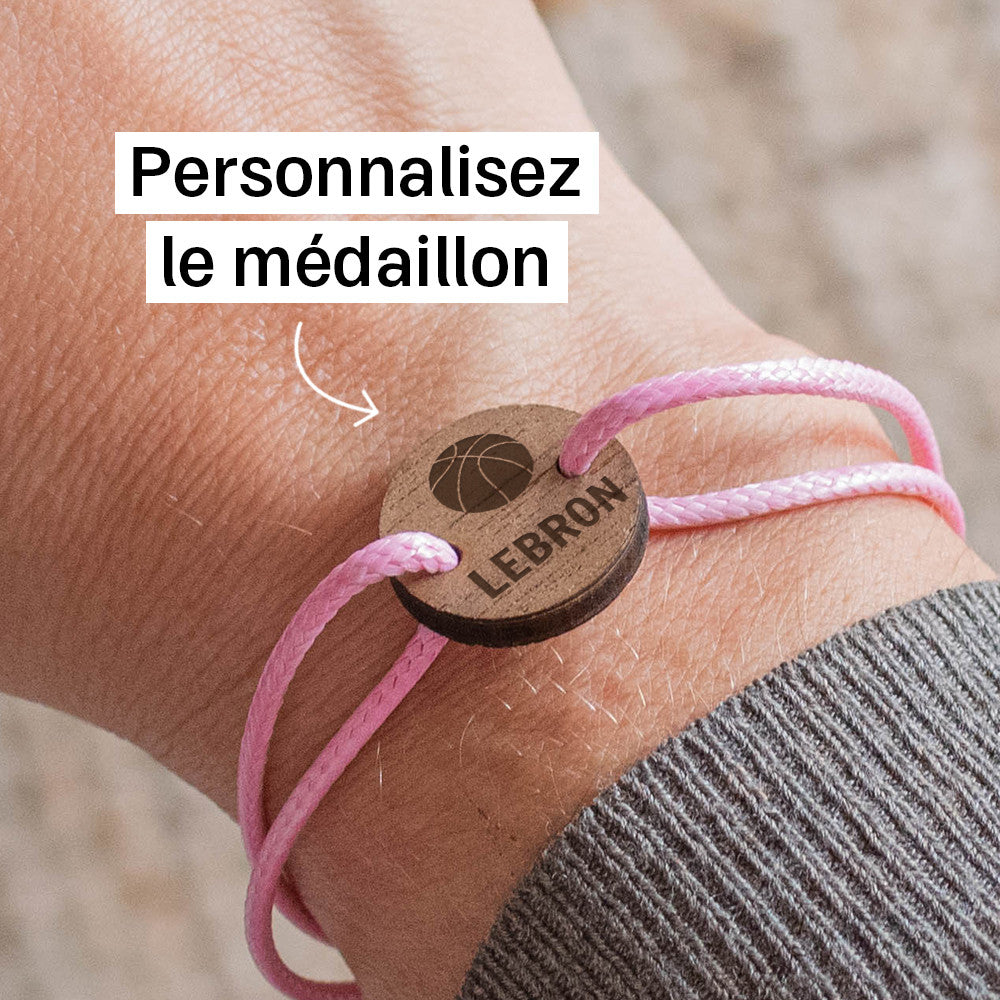 Bracelet Basket à Personnaliser Hêtre Taille Enfant (tour poignet 12 à 18cm) - Bracelets Personnalisés