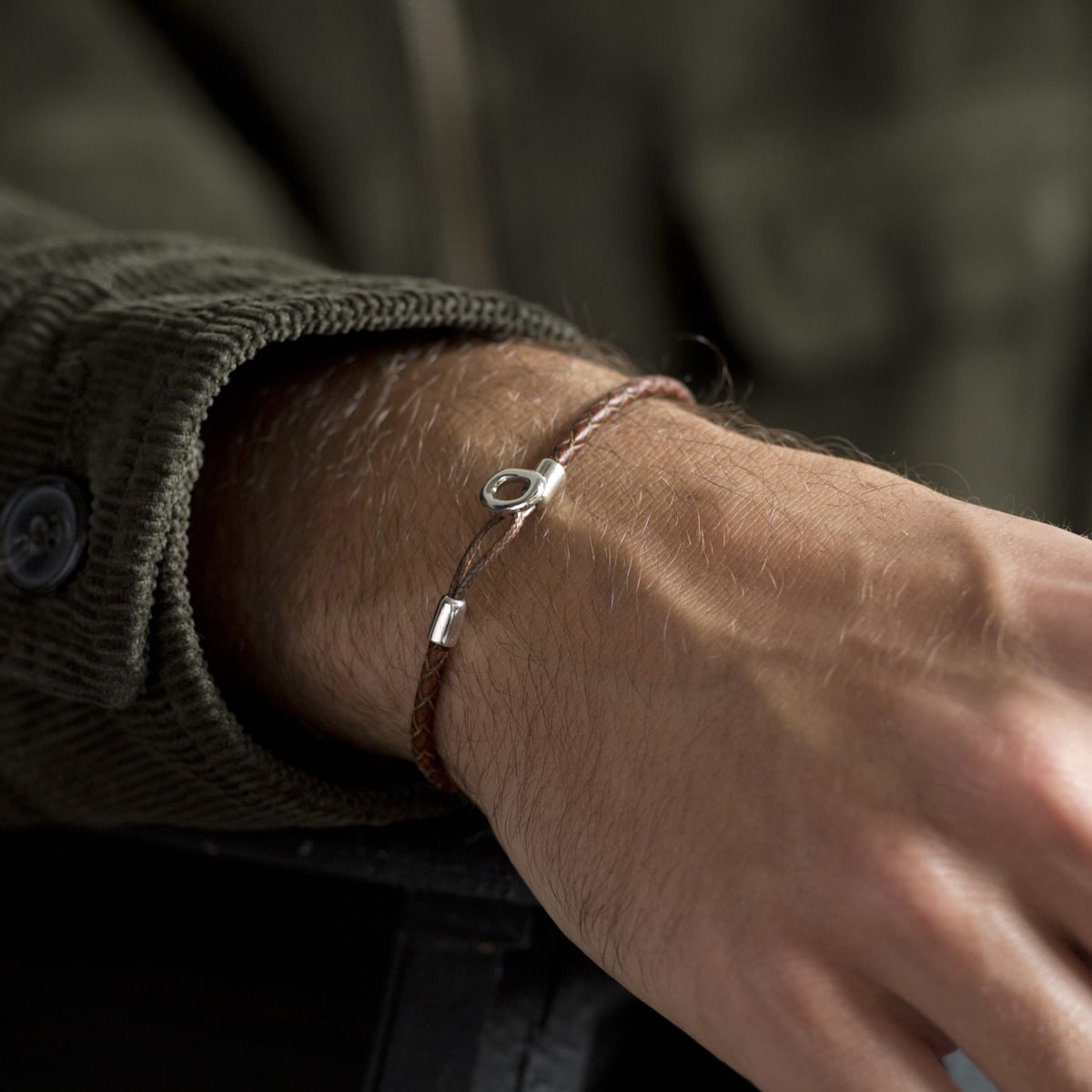 Bracelet homme en cuir tressé