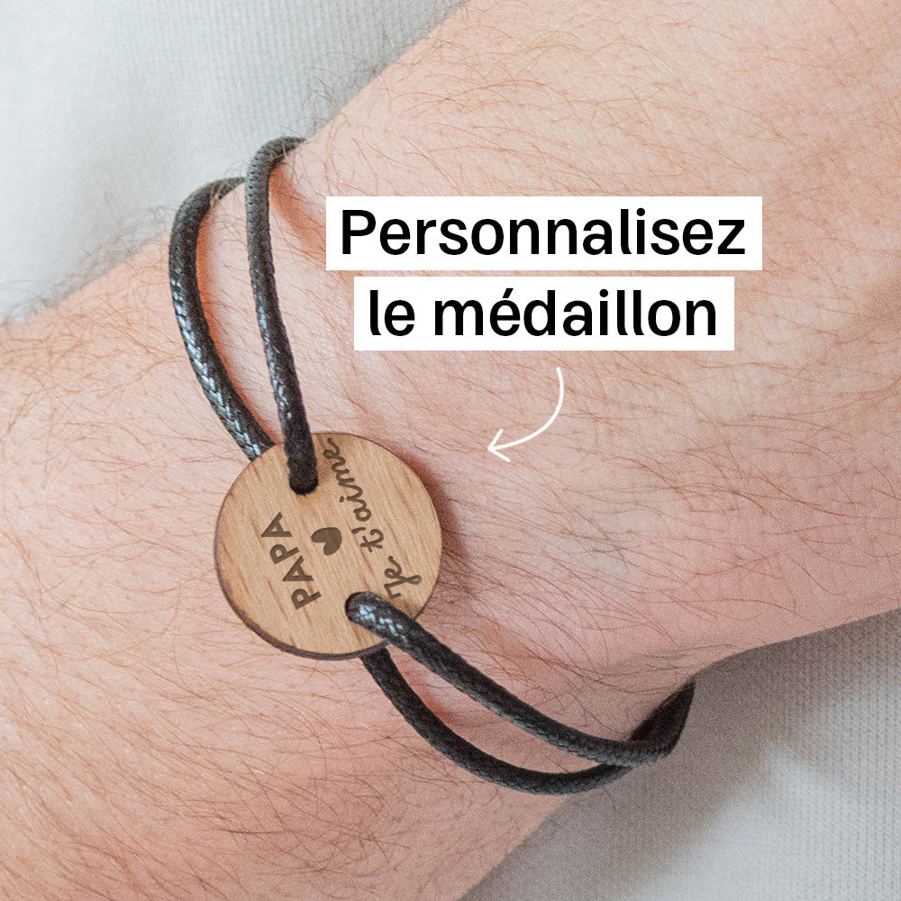 Bracelet Homme Je t'aime à Personnaliser Noyer - Bracelets Personnalisés