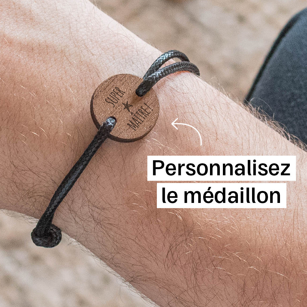 Bracelet Maître à Personnaliser Noyer - Bracelets Personnalisés