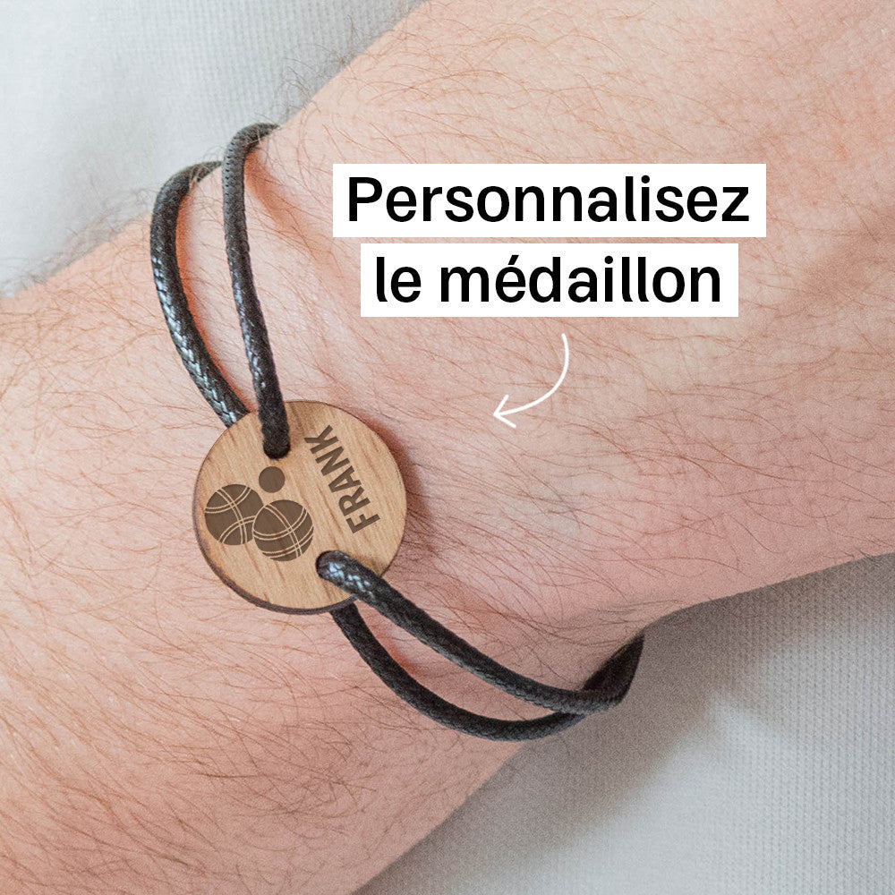 Bracelet Pétanque à Personnaliser Hêtre Taille Enfant (tour poignet 12 à 18cm) - Bracelets Personnalisés