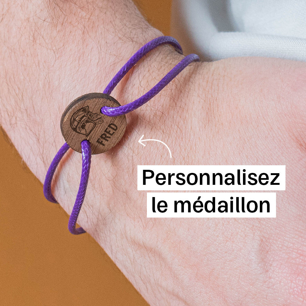 Bracelet Pompier à Personnaliser Hêtre Taille Enfant (tour poignet 12 à 18cm) - Bracelets Personnalisés
