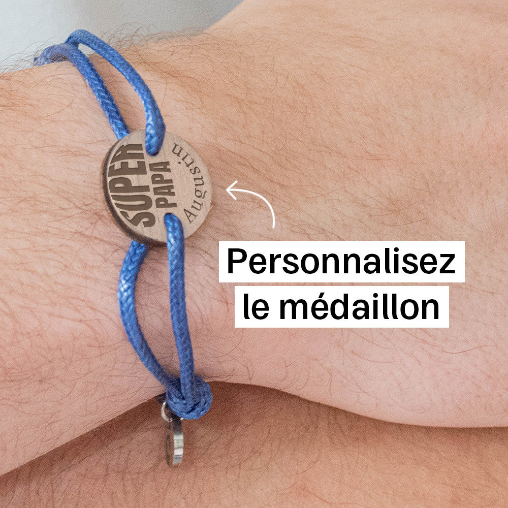 Bracelet Super Papa à Personnaliser Hêtre - Bracelets Personnalisés